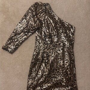 Lulus One-Shoulder Sequin Mini Dress – Size Small